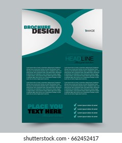 Business flyer template a4 size. Brochure design. Annual report cover. Vector illustration. Green color.