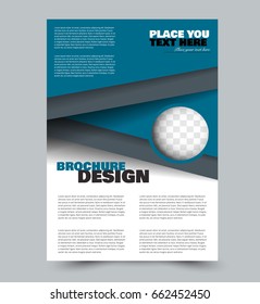 Business flyer template a4 size. Brochure design. Annual report cover. Vector illustration. Blue color.