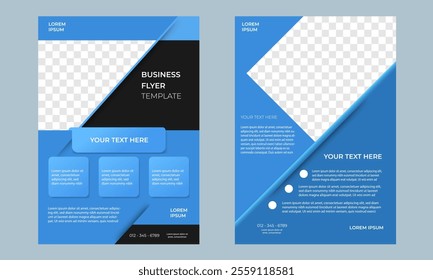 Business flyer template in blue color. geometric modern flyer design A4 size. minimalist design