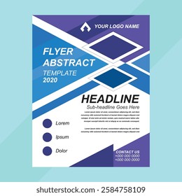 Business flyer template with blue geometric shapes