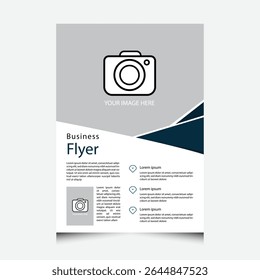 business flyer template with blue gray color scheme and image placeholders