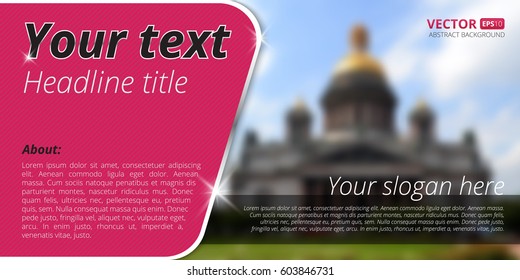 Business flyer template with blur background and place for your text. Use this vector layout for design your website or publications.