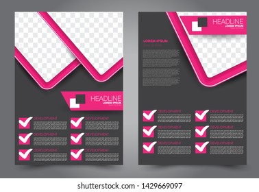 Business flyer, template. Brochure design background. Annual report cover. a4 page for education, school, advertisement, presentation, magazine, book. Pink and brown color. Vector illustration.