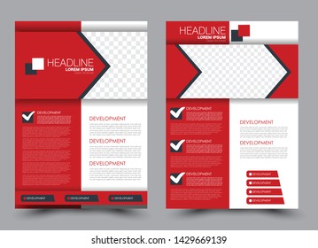 Business flyer, template. Brochure design background. Annual report cover. a4 page for education, school, advertisement, presentation, magazine, book. Red color. Vector illustration