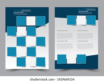 Business flyer, template. Brochure design background. Annual report cover. a4 page for education, school, advertisement, presentation, magazine, book. Blue color. Vector illustration
