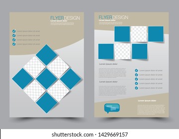 Business flyer, template. Brochure design background. Annual report cover. a4 page for education, school, advertisement, presentation, magazine, book. Blue color. Vector illustration