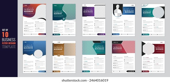 Paquete de Plantilla de volante de negocios mega colección, Conjunto de 10 diseño de volante de negocios corporativos, Plantilla de volante de marketing digital, Diseño de póster, Diseño de folleto, Diseño de folleto