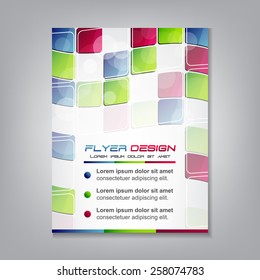 Business flyer template or corporate banner with colored squares/design for print, presentation or publishing/vector illustration