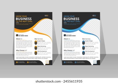 Business Flyer Template Corporate flyer template colorful gradient geometric shape in A4 size standard double color variation