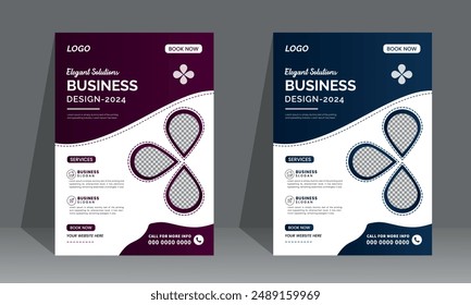business flyer template design poster pamphlet brochure cover design layout elements and space for photo background.