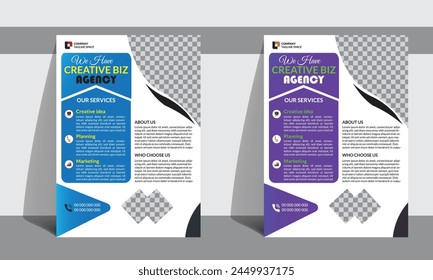 business flyer template design set with blue and Violet color