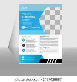 business flyer template design, space for photo background