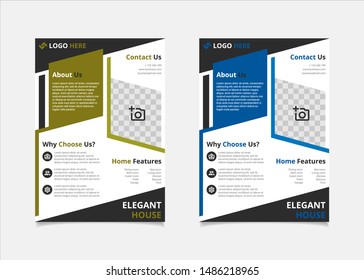 Business flyer template design vector, A4 brochure layout with geometry lime and light blue colour for company poster, annual report cover, and leaflets