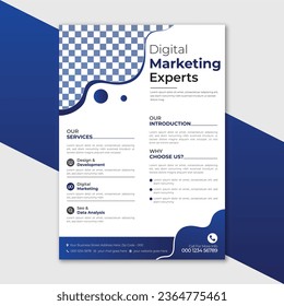 Plantilla de viajero de negocios. Elegante, minimalista y sencillo. Plantilla de diseño de volante corporativo con color azul