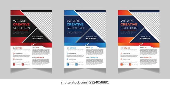 Plantilla de viajero de negocios con diseño plano para marketing, propuestas, publicidad, publicaciones y portadas. juego de volantes de marketing digital recién lanzado.

