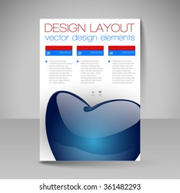 Business flyer template with glossy heart. Valentine's day vector design elements.