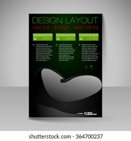 Business flyer template with glossy heart. Valentine's day vector design elements.