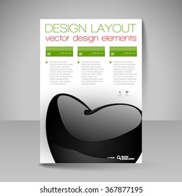 Business flyer template with glossy heart. Valentine's day vector design elements.