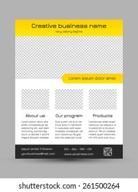 Business flyer template - modern sleek design in yellow and grey