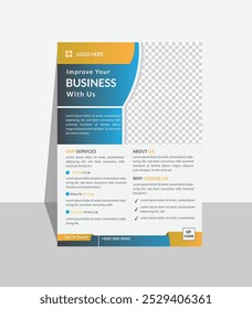 Plantilla Business Flyer, perfecta para cualquier uso personal o corporativo. Es ideal para cualquier proyecto de empresa. Puede editar fácilmente este folleto, es 100% personalizable, Todos los objetos son redimensionables