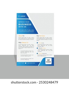 Plantilla Business Flyer, perfecta para cualquier uso personal o corporativo. Es ideal para cualquier proyecto de empresa. Puede editar fácilmente este folleto, es 100% personalizable, todos los objetos son redimensionables.