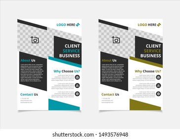 Business flyer template vector design, A4 brochure template blue and lime colours geometry shapes used for business poster layout, IT Company flyer, corporate banners, annual report cover and leaflets
