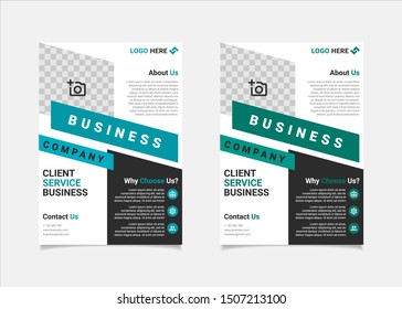 Business flyer template vector design, A4 brochure template blue and teal colours geometry shapes used for business poster layout, IT Company flyer,  corporate banners, and leaflets