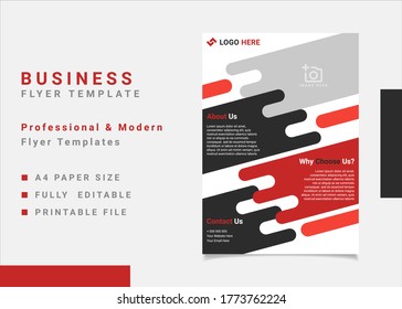 Business flyer template vector design, A4 brochure template red geometry shapes used for business poster layout, IT Company flyer, corporate banners, and leaflets