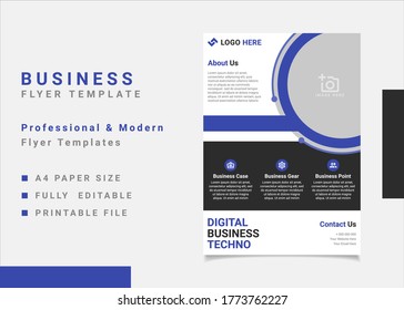 Business flyer template vector design, A4 brochure template blue geometry shapes used for business poster layout, IT Company flyer, corporate banners, and leaflets