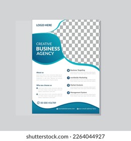Vorlage für Geschäftsflyer, Vektor-Design, Muster für die blaue und tealische Geometrie der A4-Broschüre, die für die Gestaltung von Unternehmenspostbildern verwendet werden, Flyer für IT-Unternehmen, Firmenbanner und Prospekte