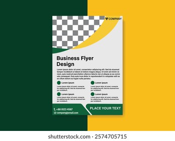 A business flyer template with  yellow and green colure