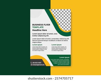 A business flyer template with  yellow and green colure