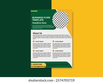 A business flyer template with  yellow and green colure