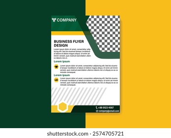 A business flyer template with  yellow and green colure