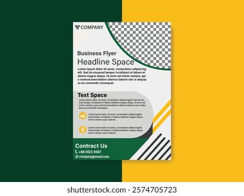 A business flyer template with  yellow and green colure