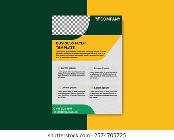 A business flyer template with  yellow and green colure