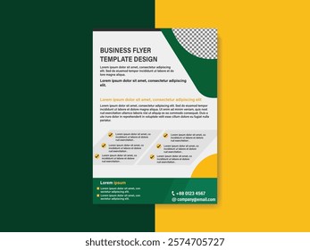 A business flyer template with  yellow and green colure