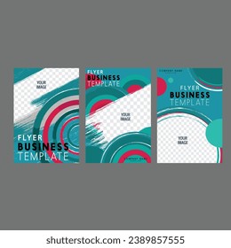 Business flyer templates colorful circles checkered decor