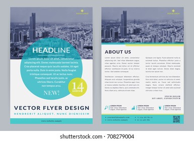 Business flyer templates. Vector design with city background or space for your photo. Corporate leaflet or brochure cover.