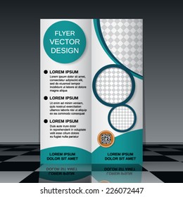 Business flyer vector template. Abstract bi-fold brochure design.