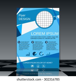 Business flyer vector template. Brochure, magazine cover, business report, placard, booklet, poster, banner abstract vector design. A4 format