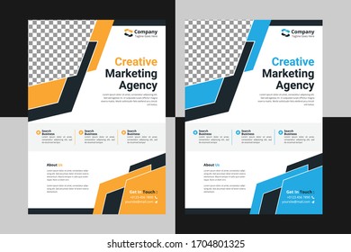 Business flyer vector template.Brochure design, cover modern layout, annual report, poster, flyer in A4 with colorful triangles, geometric shapes for tech, science, market with light background