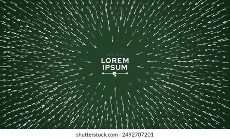 Business Focus on Goal Concept Chalkboard. Colored Arrows Pointing to the Center Background. Solution And Leadership. Converging Radial Lines Design Element. Arrows Pattern Vector Illustration
