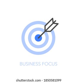 Business focus symbol with target and arrow in the center. Easy to use for your website or presentation.