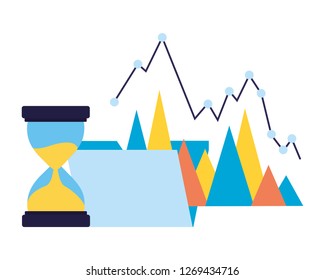 business folder chart hourglass time