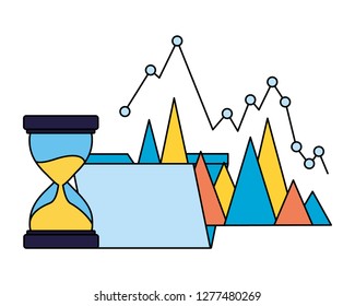 business folder chart hourglass time