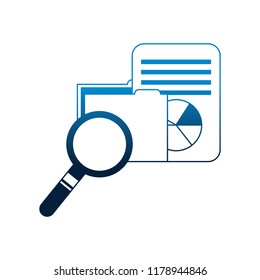 business folder data information magnifying glass