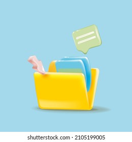 Business folder, document, file realistic 3d icon.