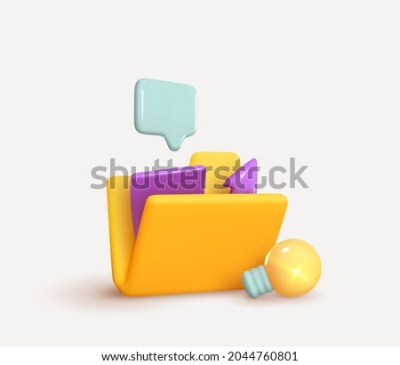 Business folder, document, file realistic 3d icon. Vector illustration