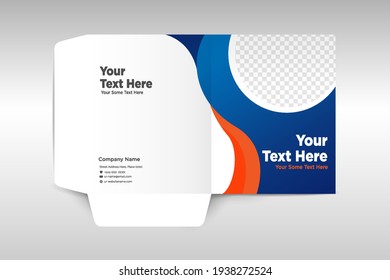 Business folder for files, design. The layout is for posting information about the company, photo, text.